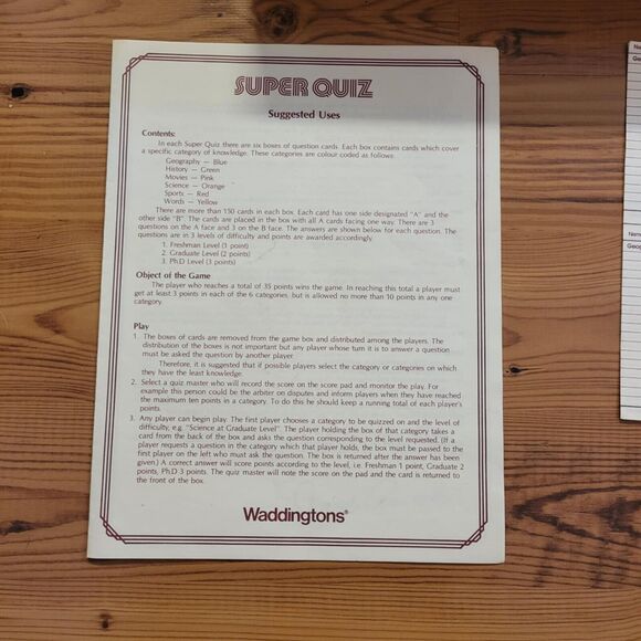 Isaac Asimov's Super Quiz Trivia Game 411 by Waddingtons 1982. COMPLETE! - Picture 13 of 14